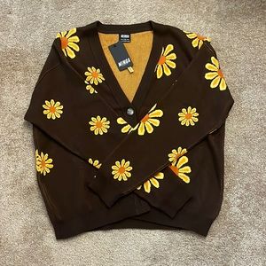 Minga London brown sweater with flowers. Size Large or US 8/10.